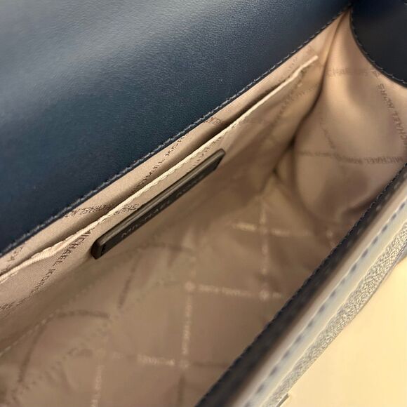 Michael Kors Whitney Medium Flap Chain Crossbody Shoulder Bag Navy Multi - Picture 8 of 11